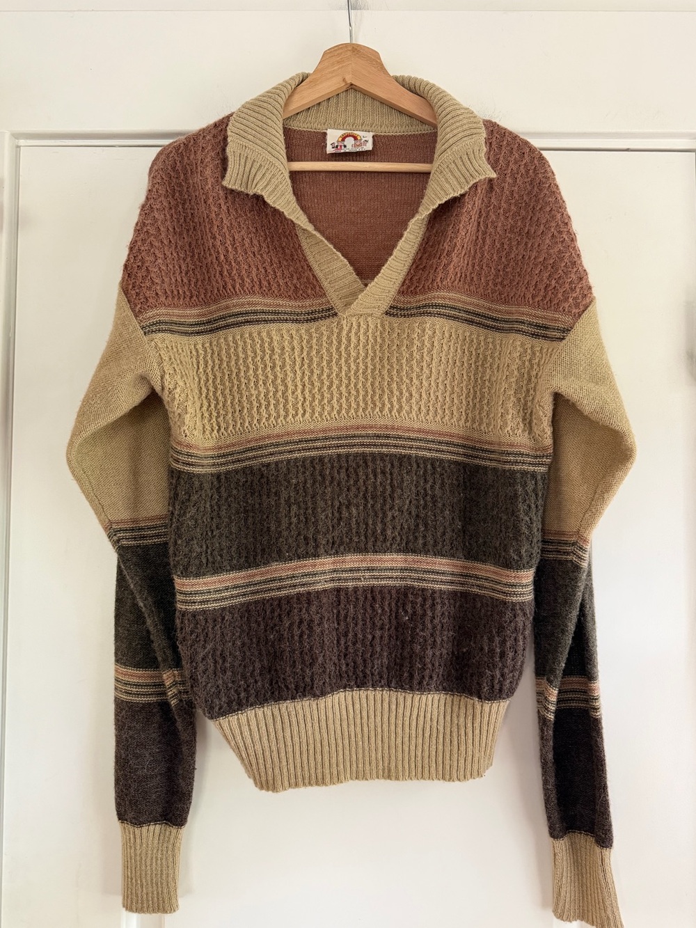 1970s Saturdays in California Striped Collared Sweater